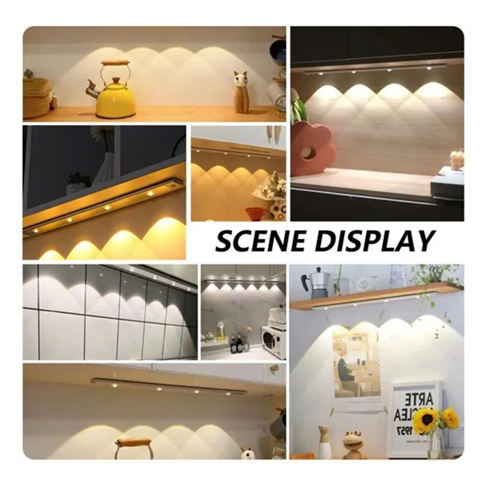Unterschrank Leuchten USB LED Nachtlicht Sensor Drahtlose Ultra Dünne Wein Kühler Licht 3 Farbe For Küche Schrank Schlafzimmer Kleiderschrank Innen Beleuchtung(200mm-Silver,3Pcs)
