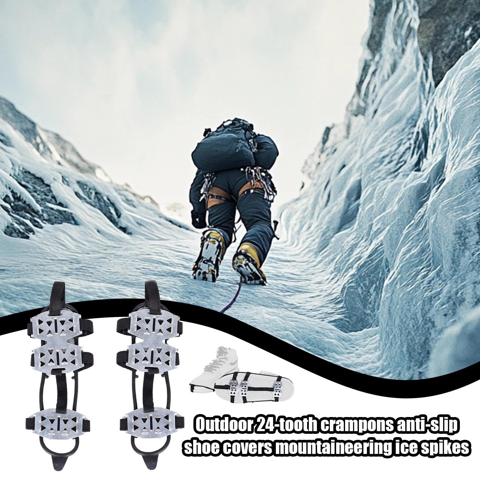Snow Shoe Spikes, Anti-Slip Snow Grips Ice Shoes Grippers, Traction Cleats Crampons Ice Spikes, Snow Spikes Boot Spikes, Ice Cleats for Winter Hiking Climbing