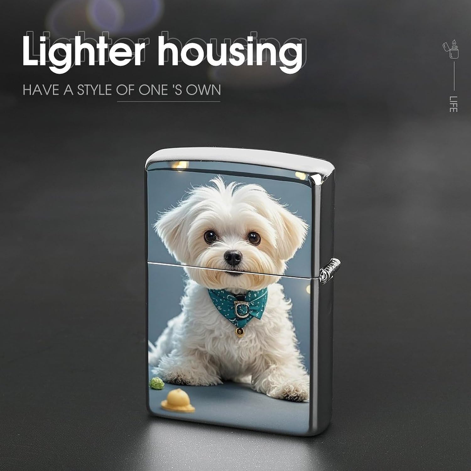 Metal Lighter Case Protective Cover, Lovely Maltese Dog image 4