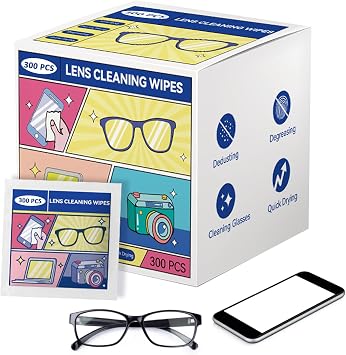 Glasses Cleaner, Lens Wipes for Eyeglasses,Eye Glasses Cleaner Wipes,Lens Wipes for Glasses/Sunglasses,Screen Wipes,Lens Wipes Individually Wrapped300 PCS