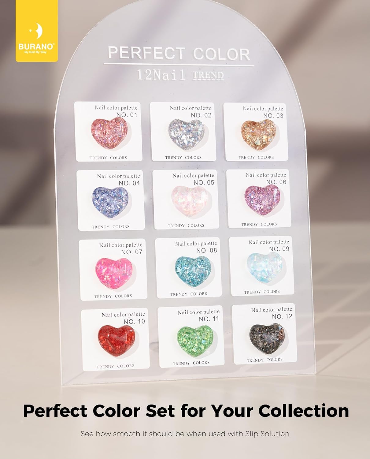 BURANO Poly Nail Gel Set, 12 Colors Nail Poly Nails Extension Gel Kit for Beginner Salon Using Home DIY 15g (kit02, 15g)