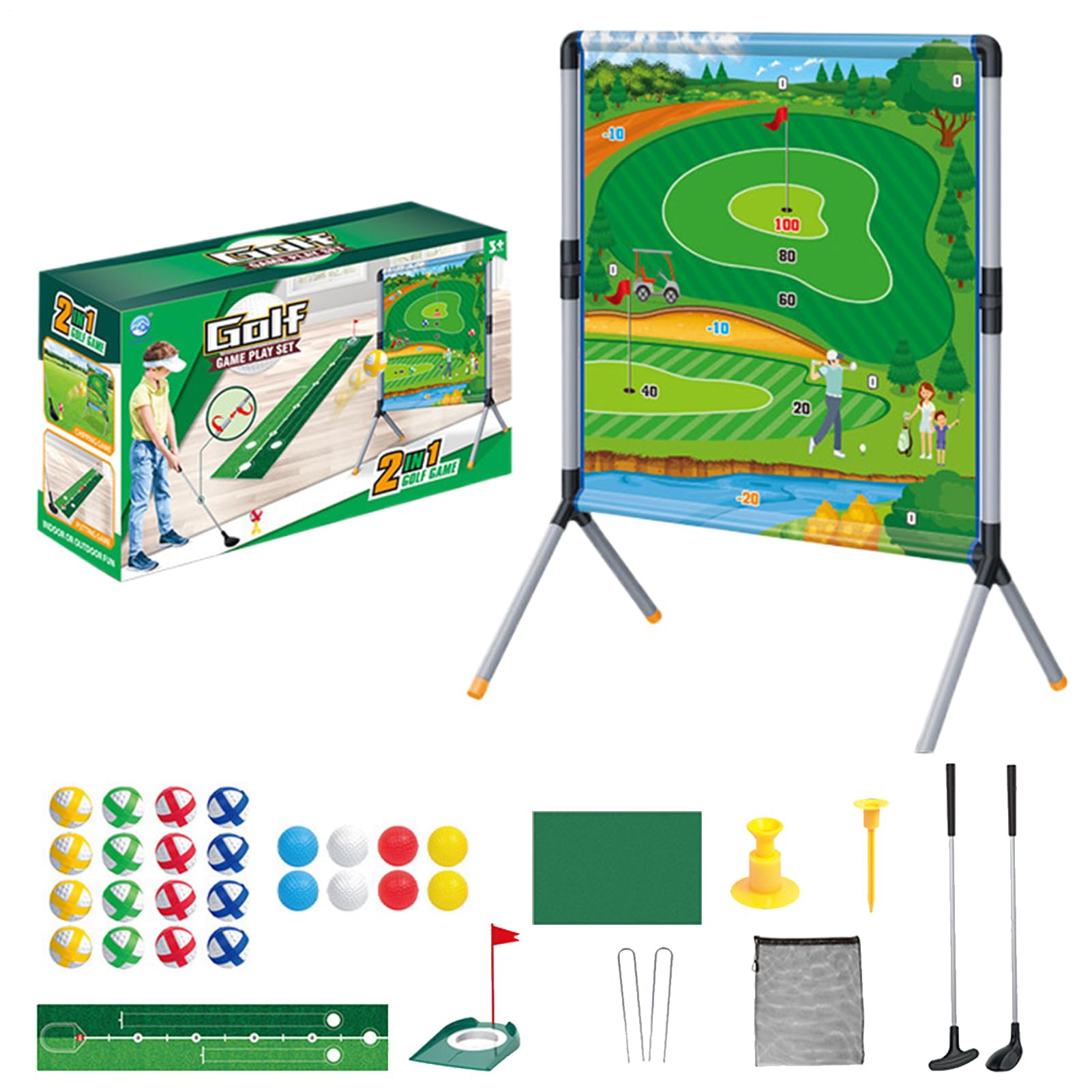 Golfspiel für den Garten mit Tee und Ball | Golf Chipping Spiel und Set Schlagmatte Golfzubehör für Kinder, Erwachsene, Garten, Strand