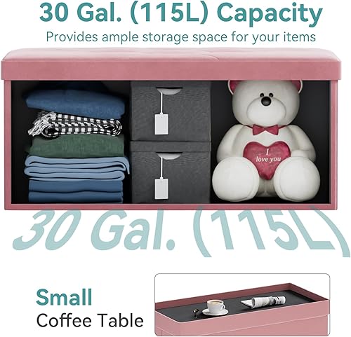 Miniatura 62 de BRIAN & DANY Banco otomano plegable de almacenamiento, otomana con almacenamiento, reposapiés, asiento para dormitorio, sala de estar, entrada,