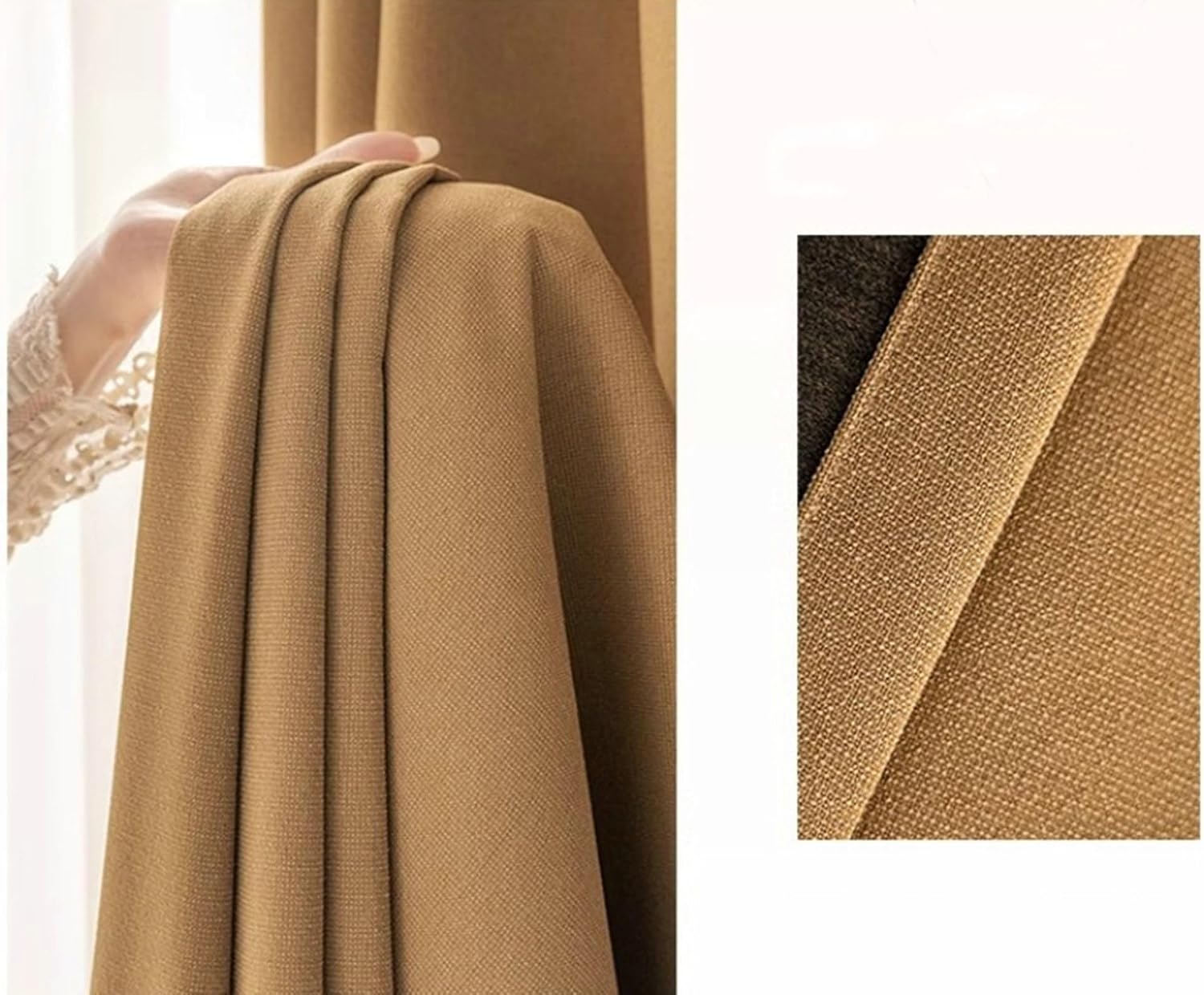 Bedroom Curtains Blackout 2 Panels Set 54 inch Long, Blackout Curtains Hook Modern Simple Solid Color Woven Texture Drapes Window Treatment for Living Room Orange Brown, 42 x 54 Inch