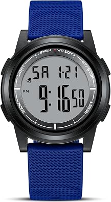 HANPOSH Mens Digital Watch Ultra Thin Minimalist Sports Waterproof Outdoor LED Screen Large Face Wrist Watches for Men with Back Light Alarm Date Stopwatch
