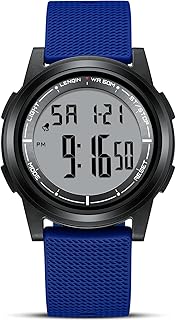 Mens Digital Watch Ultra-Thin Minimalist Sports Waterproof Outdoor LED Screen Large Face Military Watches for Men With LED Back Ligh/Alarm/Date stopwatch Army Watch Fashion Wrist Watch for Men