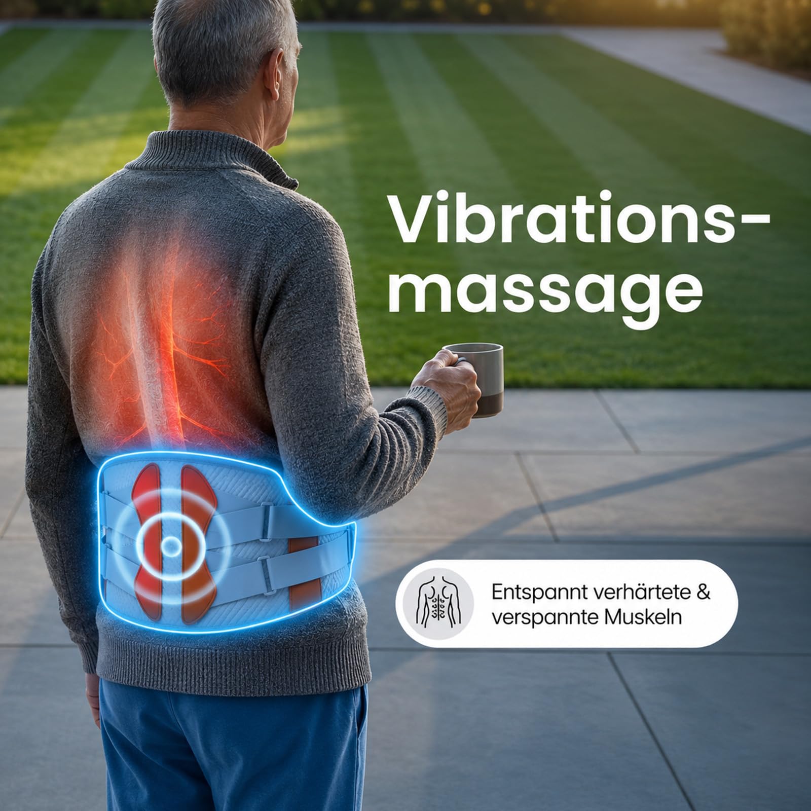 Orthofit Gürtel, Orthofit Impuls-Therapie-System Für Den Rücken, Stabilisierung Der Körpermitte, Beidseitig Komprimierenden Elastikbändern, Abnehmbares Hauptgerät (Grau)