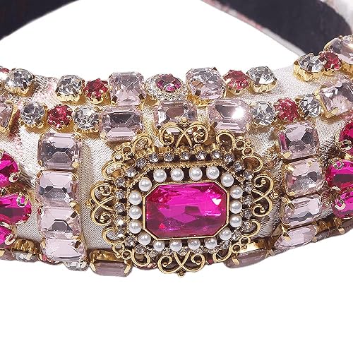 Miniatura 5 de Boho moda Rhinestone pelo aro brillante ala ancha barroca diadema mujer boda accesorios nuevo (rosa)