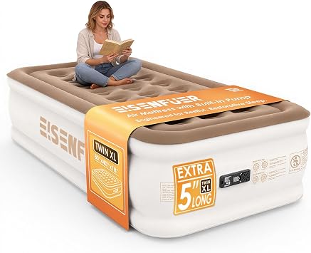 Air Mattress Twin XL Extra Long with Built-in Pump 18" Raised Inflatable Bed with High Speed Built-in Pump, colchon inflable, Cozy Guest Air Bed for Sleepovers, Glamping, Moving