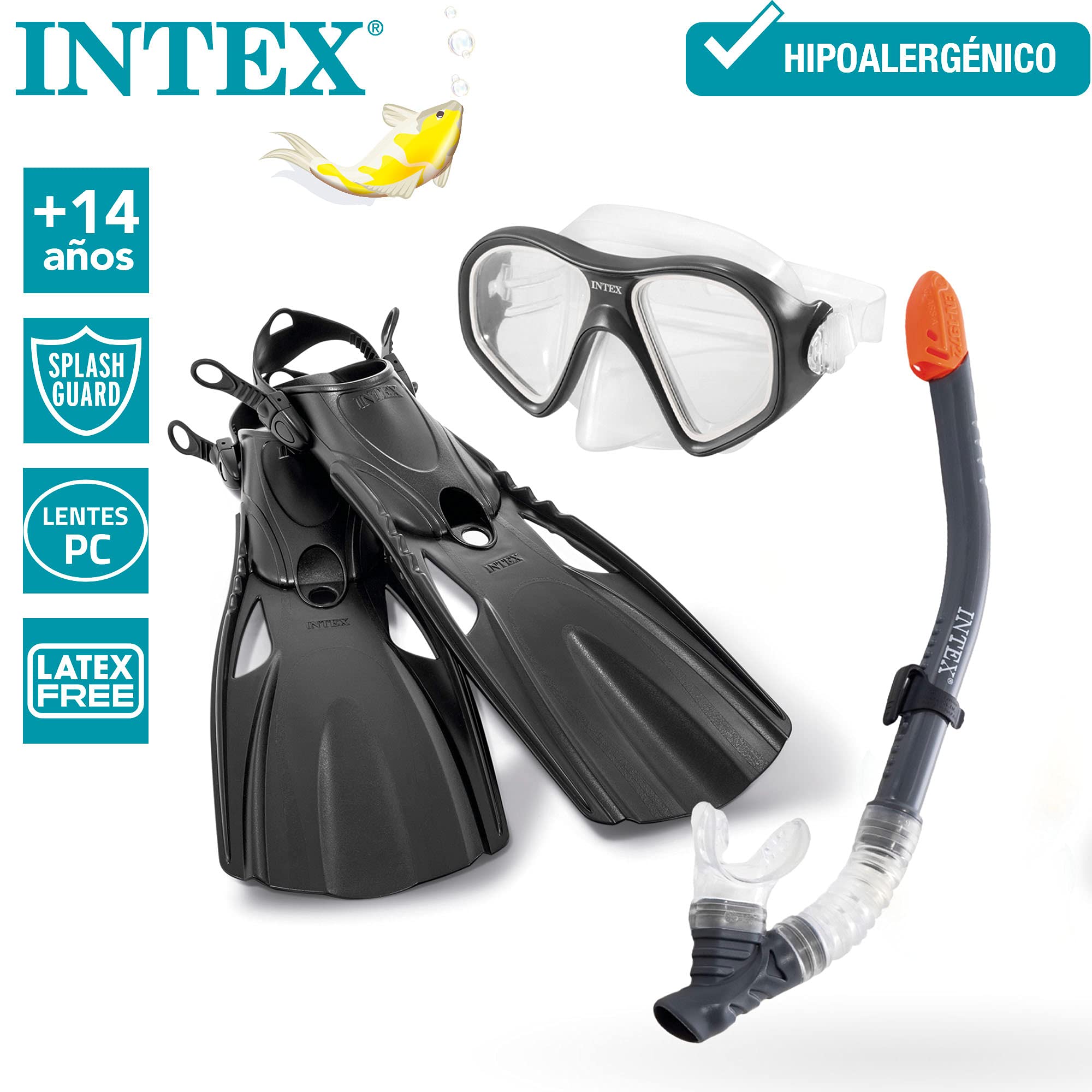 Intex 55657, Set para buceo Reef Rider Sports, Unisex niños, Multicolor, Talla 41-45