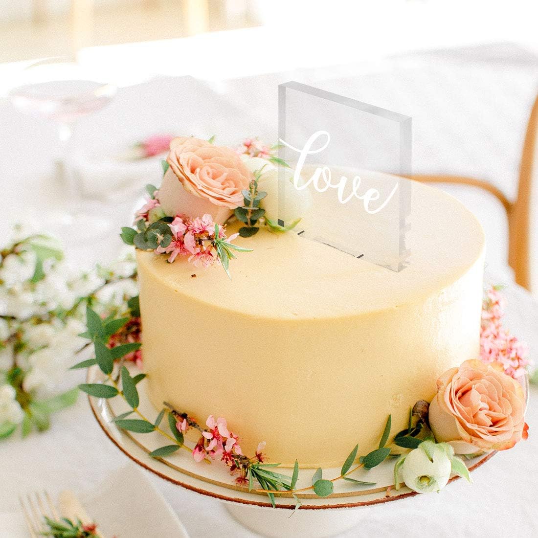Andaz Press Love Custom Wedding Cake Topper, Acrylic Square Couple Cake Topper