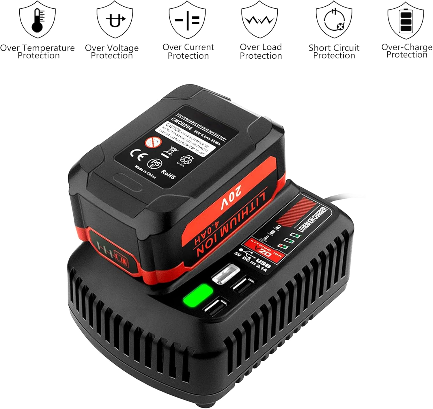 20V CMCB104 V20 Battery Fast Charger with Dual USB Port Compatible with Craftsman V20 Lithium Battery CMCB201 CMCB202 CMCB204 CMCB206 CMCB209 : Tools & Home Improvement