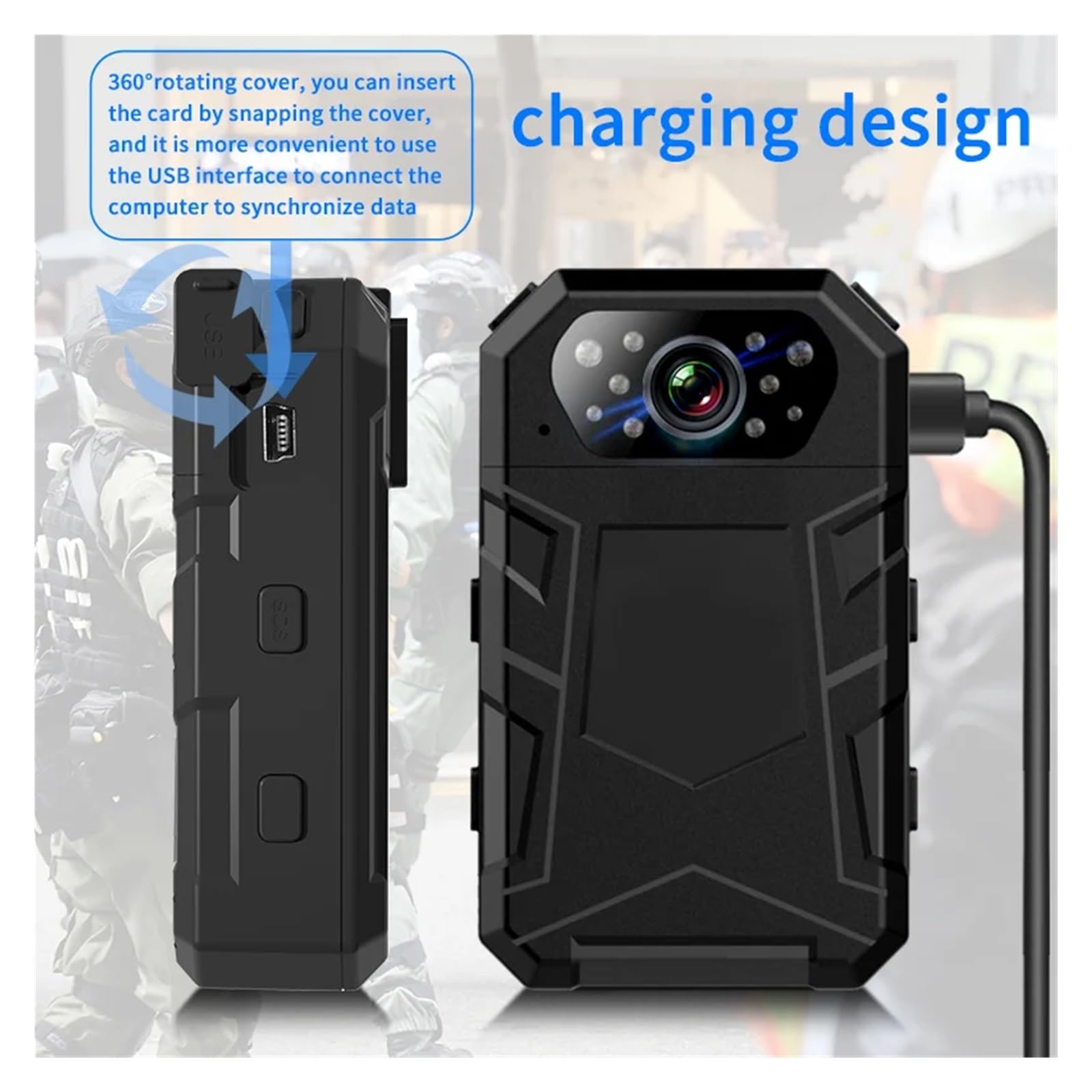 Kamera ciała, Kamera przeciwwybuchowa 2160P przenośna mini kamera korpusowa 4K HD noktowizor na podczerwień policyjna 16G-512GB Mini(4K＋WIFI＋GPS)