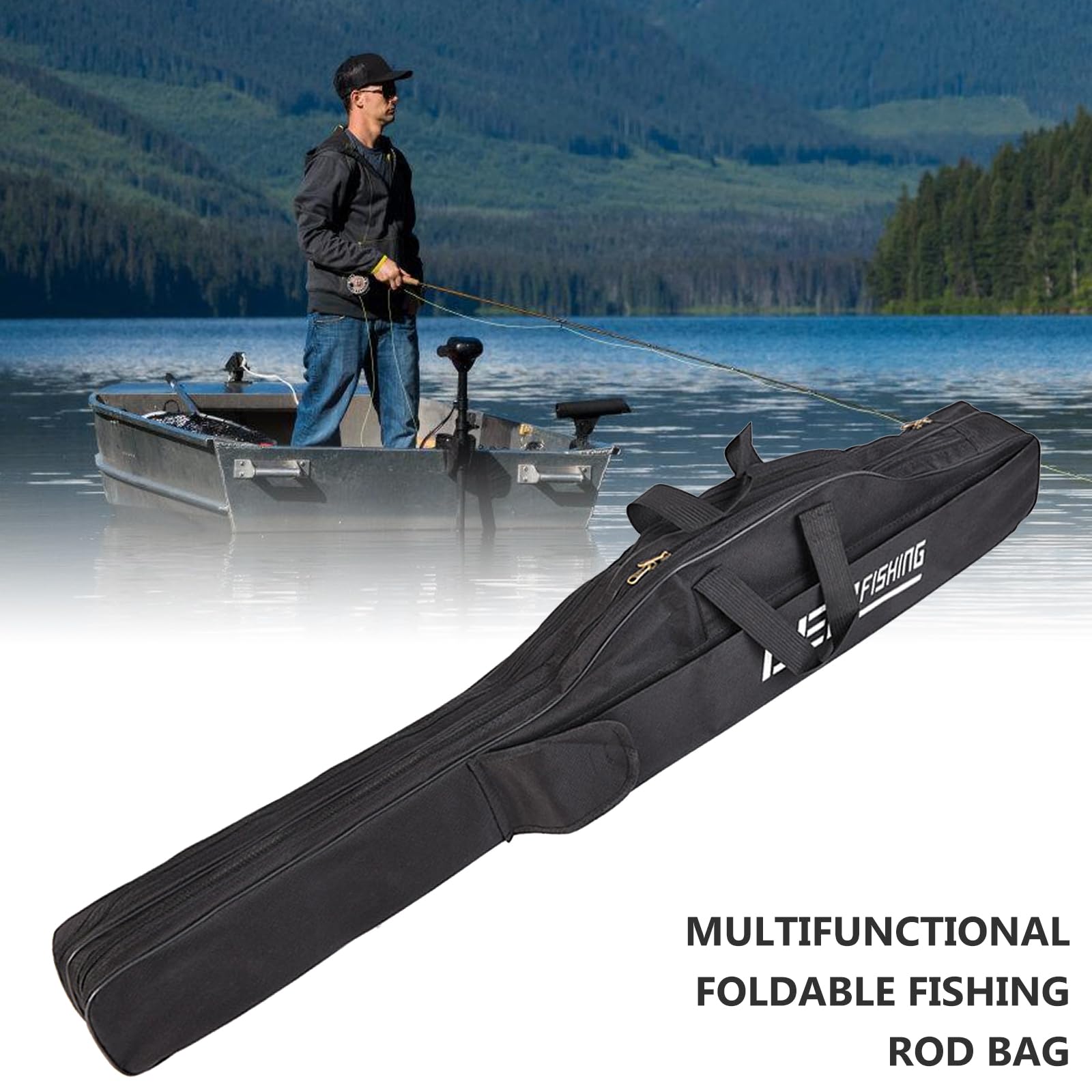 Bolsa De Pesca, Bolsas De Caña De Pescar 3 Capas, 150cm Plegable, Accesorios Para Equipo De Pesca(Negro)