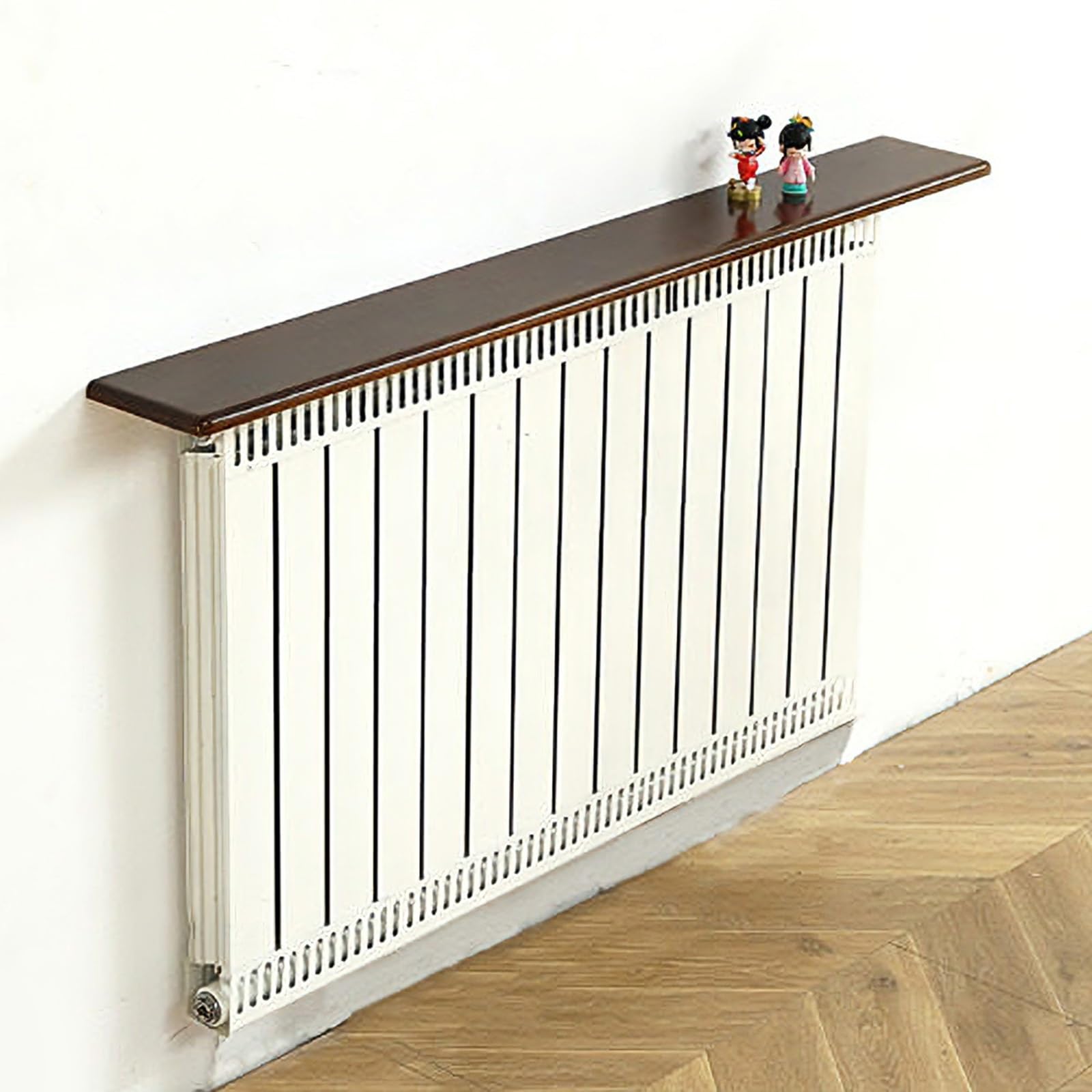 Mensola moderna in legno per termosifone, mensola sospesa per soggiorno e camera da letto, design salvaspazio, marrone scuro (150 x 20 cm / 59x7.9in), soluzione perfetta per decorare la casa