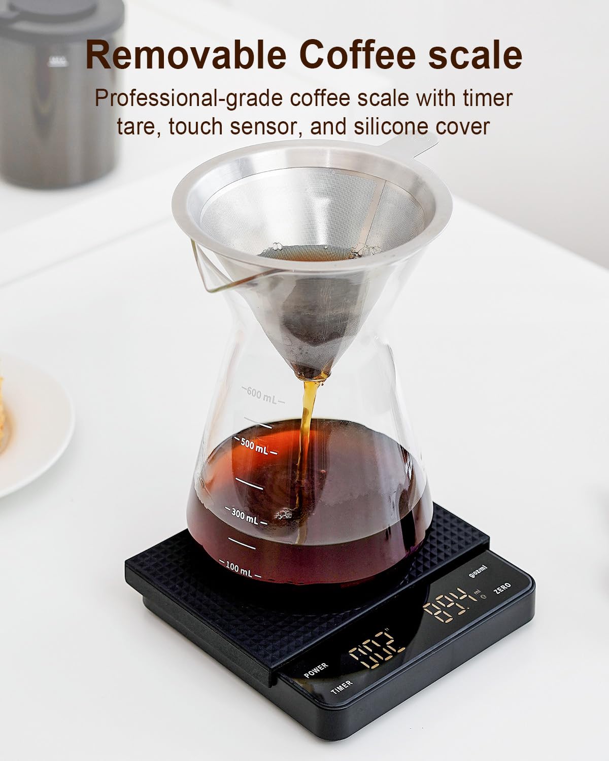 MOKKOM - Molinillo de café con báscula de café extraíble a través de conectividad Bluetooth, molino cónico antiestático, 31 ajustes precisos para expreso, goteo, vertido, cerveza fría, prensa francesa