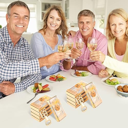 Miniatura 9 de 24 abrebotellas doradas con 65 abrebotellas para fiestas de cumpleaños 65, decoraciones de diamantes de imitación para bodas, aniversarios, regalos,