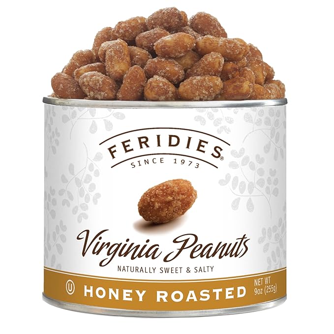 FERIDIES Honey Roasted Peanuts, OU Kosher Certified Snacks for Adults, 9 Oz Vacuum-Sealed CAN