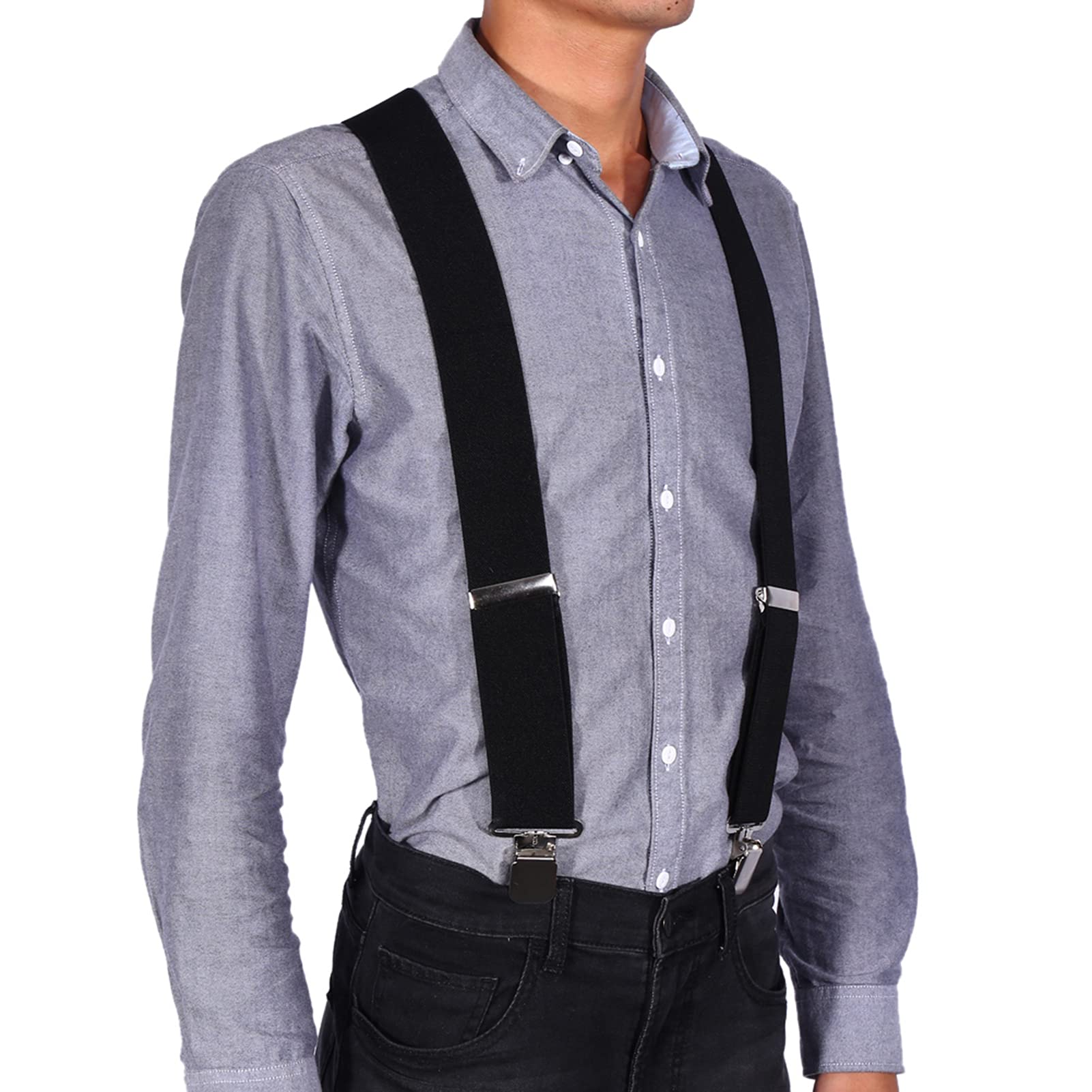 Okuyonic Men's #0-5 Trouser Braces, Premium Adjustable Trouser Braces For Strong Clip On Suspenders For Trousers