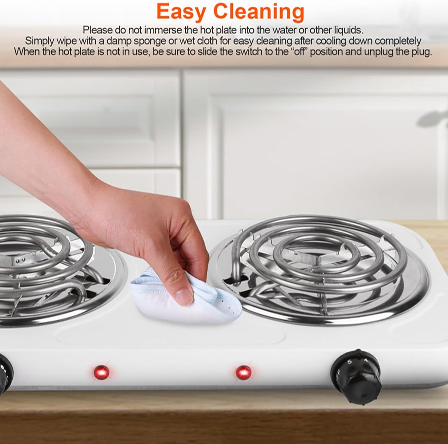 KOCASO 2000W Electric Burner, Double Electric Stove Burner, Portable Coil Heating Hot Plate Countertop Stove for RV Home Camp Kitchen Apartment, Easy to Clean Adjustable Temperature Control