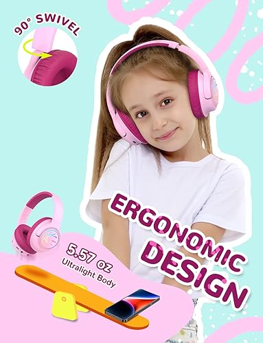 Miniatura 5 de iClever Auriculares Bluetooth para niños con luces LED, volumen seguro BTH18 748594dBA, 43 horas de reproducción, Bluetooth5.3 auriculares
