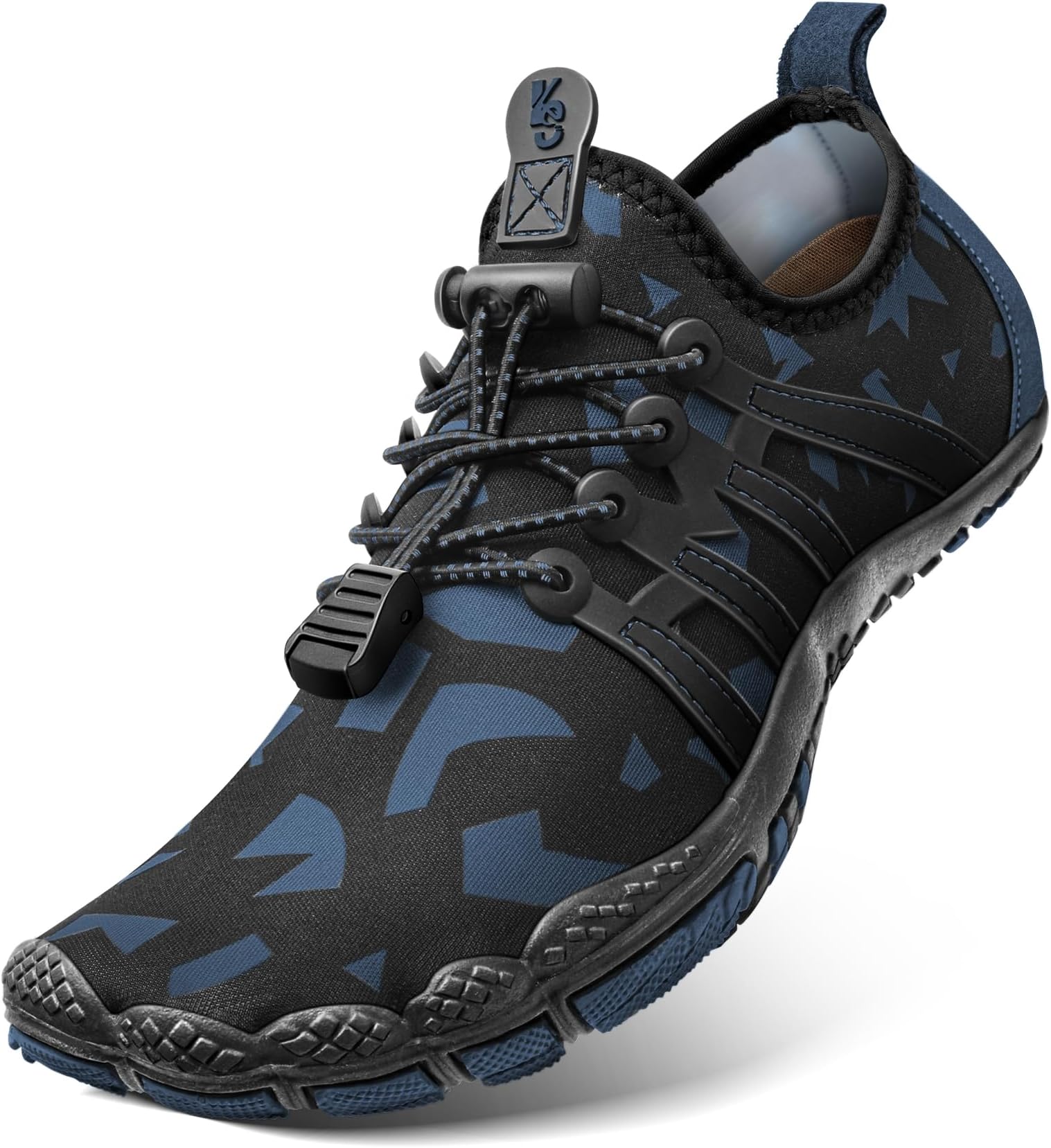 BULLIANT Water Shoes Men, Unisex Barefoot Aqua Shoes for Men Women Hiking Swimming Shoe(Black/Purplish Blue-14 Women/12 Men)