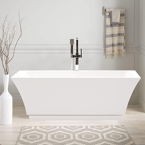 Miniatura 3 de Vanity Art Bañera independiente de 59 x 30 pulgadas  Bañeras de mejoras para el hogar con diseño contemporáneo para remojo y baño, desbordamiento y