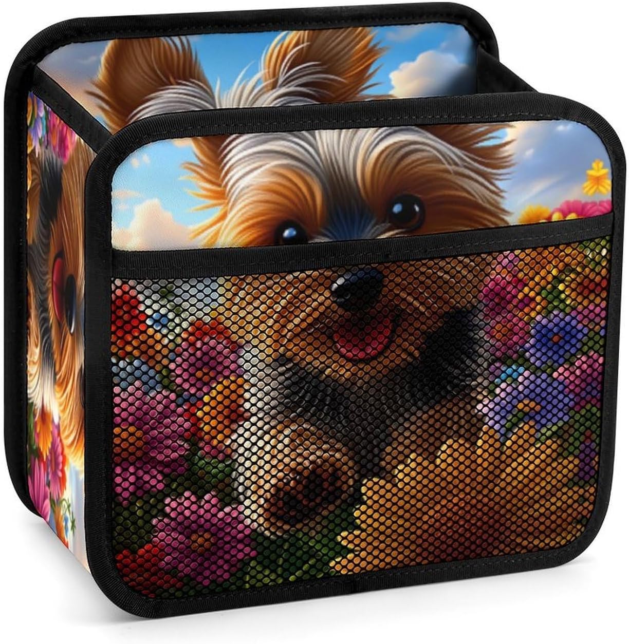Yorkshire Terrier Dog Floral Car Seat Back Organizer