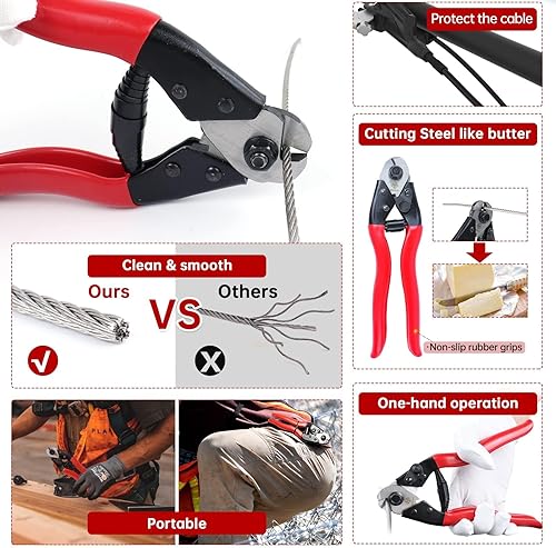 Miniatura 3 de Cortador de cables de bicicleta, cuerda de alambre de acero inoxidable resistente para aviones de hasta 532 pulgadas para barandilla de escalera de