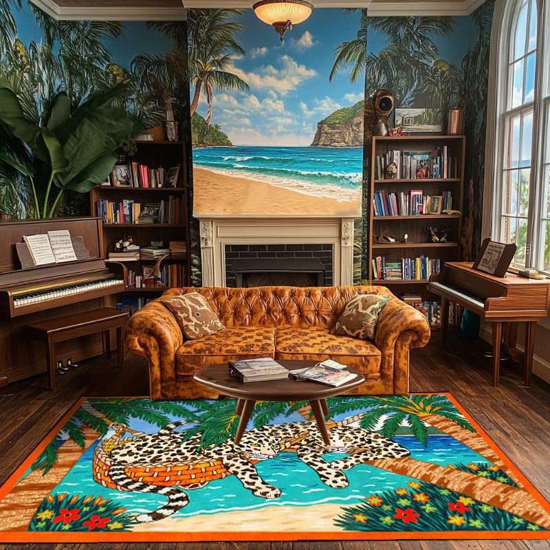 Tapis vintage antidérapant et lavable doux pour salle à manger
