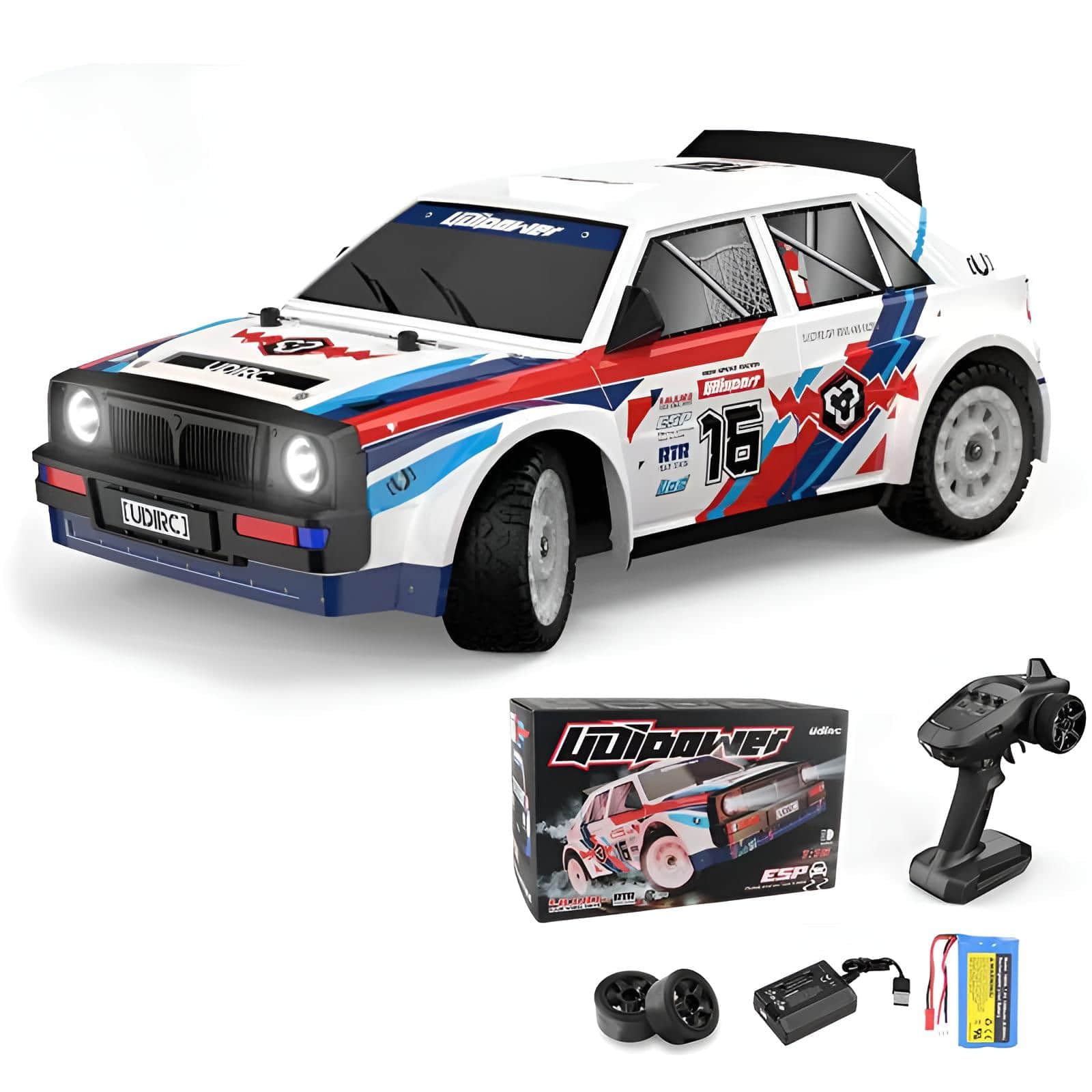 1:16 Rc Drift Car Roadster, 30 Km/h High Speed, Napęd Na Wszystkie Koła Z Reflektorami Led, Systemem Eps I Kołem Zapasowym Do Wyścigów I Driftu