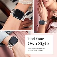 Vista 129 de JR.DM Natural Stone Beaded-Bands Women Compatible with Apple Watch Series 11 10 9 8 7 6 5 4 SE 3 2 1 Fashion Stretch Handmade Bracelet Fancy Boho