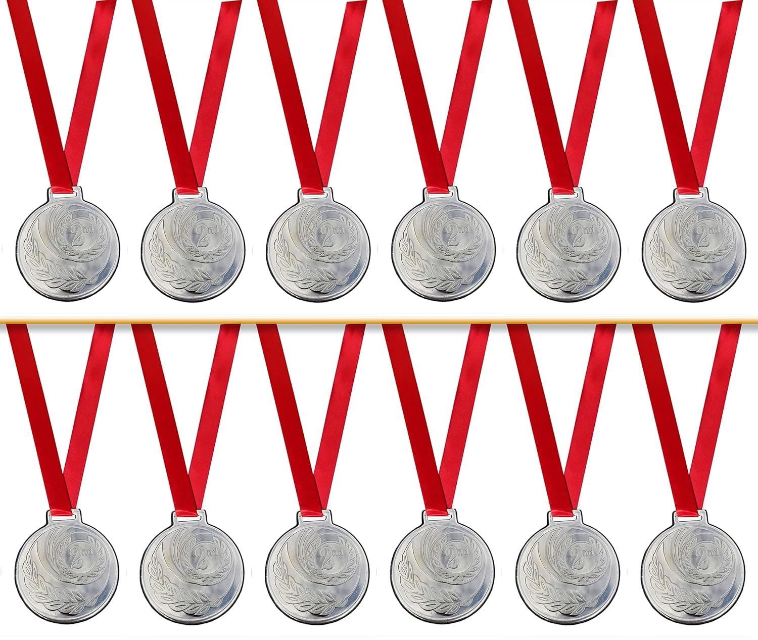 BE TREND 1st, 2nd & 3rd Place Designed MS Metal Medals for Sports & Events | 2.5 Inch Diameter Award Medals with Ribbon (Silver, Set of 6 Pcs)-picture-28