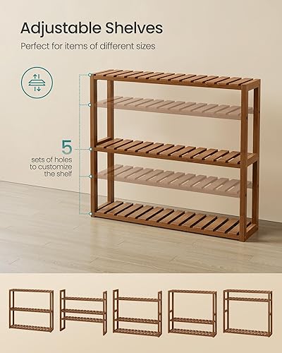 Vista 26 de Songmics, estantería de bambú con 3 estantes, multifuncional, para el baño, la cocina, y la sala Natural