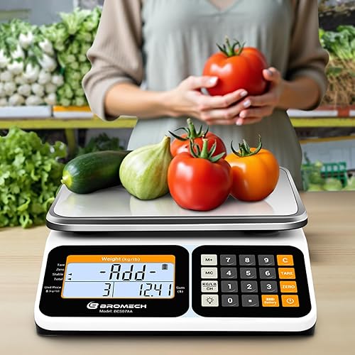 Miniatura 9 de Báscula comercial de alimentos de 66 lb/30 kg, báscula de computación digital de alta precisión para marcas de agricultores, delicatessen, pantalla