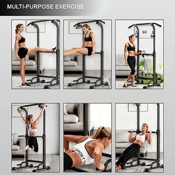 Power Tower Pull Up Dip Station Adjustable Height 330lbs Home