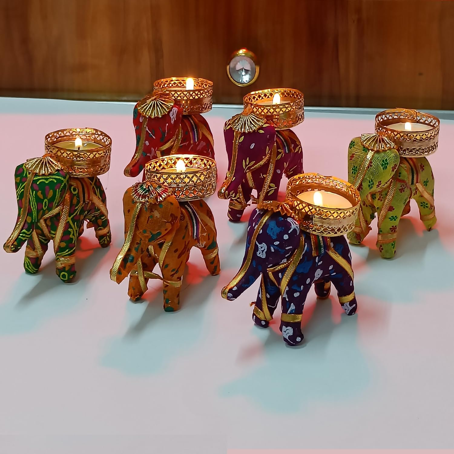 AWANI TRENDS Handcrafted Recycled Material Elephant Tealight Candle Holder Set of 6 Handmade Elephant Candle Stand Diwali Decorations (Multicolor, 8 X 5 X 10 cm) - Decoration Item for Home Decor (B0DFTX1FHN) Amazon Price History, Amazon Price Tracker