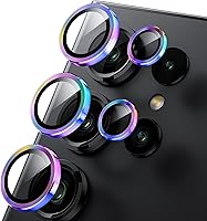 Vista 96 de WSKEN for Samsung Galaxy S24 Ultra Camera Lens Protector, Ultra Thin Scratch Resistant 9H Tempered Glass with Aluminum Metal Circle Camera Screen