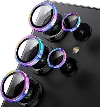 WSKEN for Samsung Galaxy S24 Ultra Camera Lens Protector - Ultra Thin | Case Friendly, 9H Shatterproof Tempered Glass, Anti Scratch Metal Circle, Camera Screen Protector Cover Accessories, Colorful