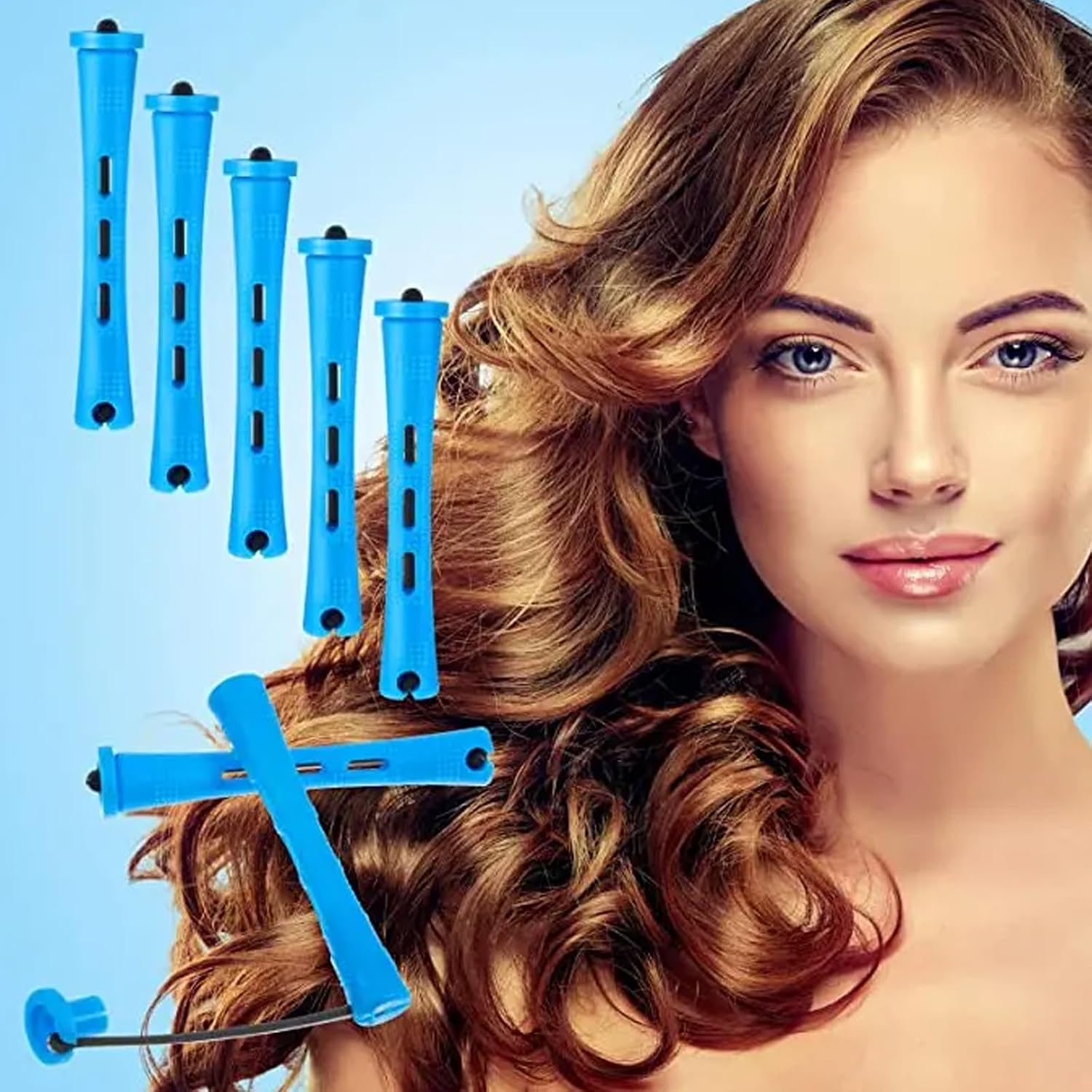 20 Curling Irons, Short Cooling Irons, Curling Irons Without Hot Compress, Curling Irons, Curling Irons, DIY Styling Tools, Small Curling Irons (Blue) ABS Plastic Silicone