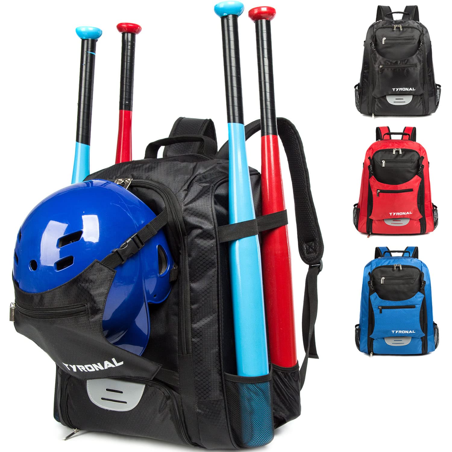 Sac de baseball pour adultes avec compartiment à chaussures, grande capacité pour 4 battes, casque, gants et crampons