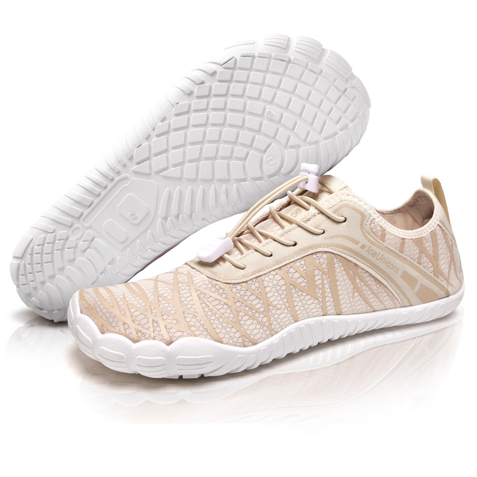 IceUnicorn Barfuss Schuhe Damen Walkingschuhe Barfußschuhe Herren Anfänger Bequeme Atmungsaktiv Gesunde (794Beige, 40EU)