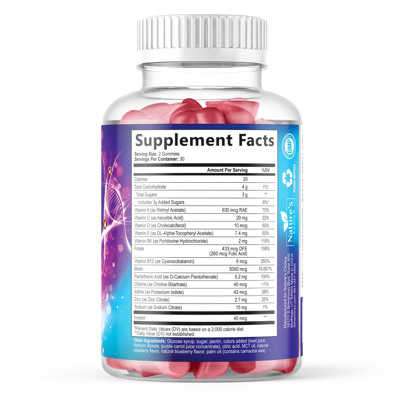 Hair Vitamins Gummies with Biotin 5000 mcg - Extra Strength Hair Growth Support Vitamin E & C - Stronger Radiant Hair, Skin & Nails Supplement - Hair Growth Support Gummy, Berry Flavor - 60 Gummies — Amazon image 9