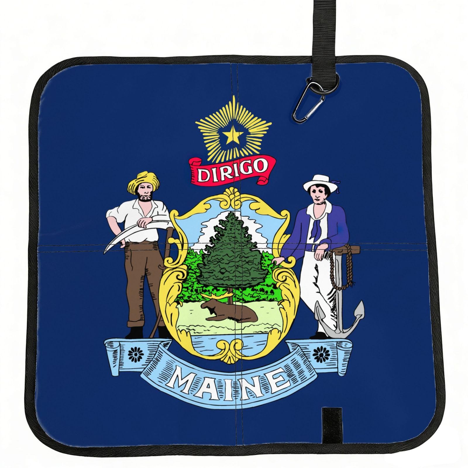 AYYQWE Maine State Flag Print Foldable Seat Cushion Portable Chair Pad Office Commuting Picnic Camping Outdoor