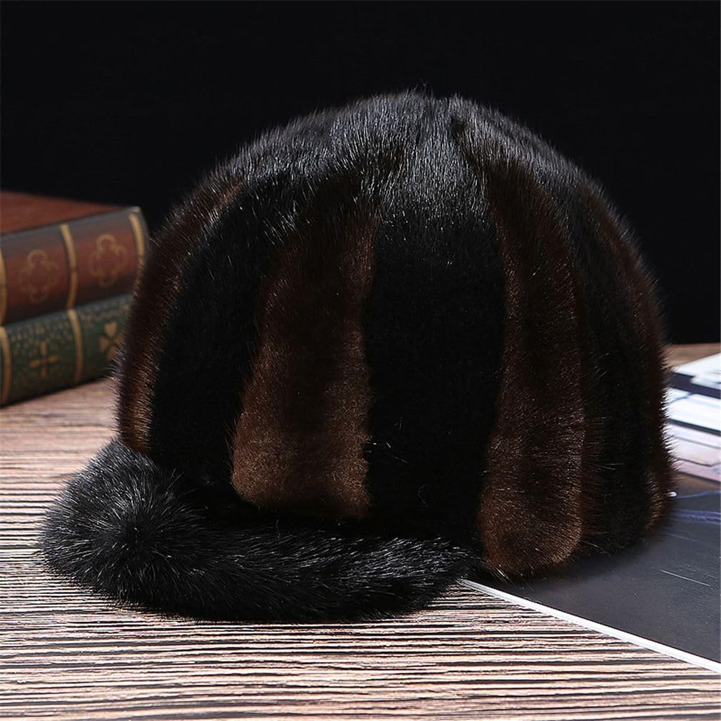 100% Real Mink Fur Hat Thicken Winter Warm Baseball Cap for Fashion Men