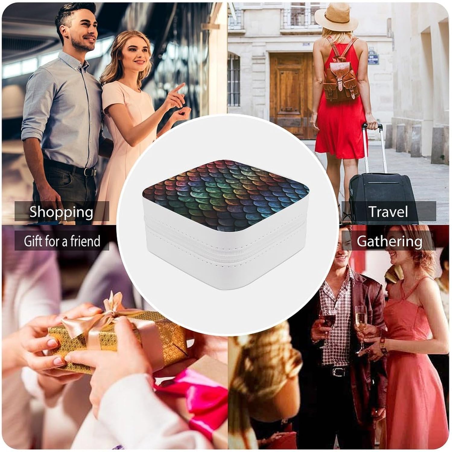 Dragon Scale Jewelry Box Exquisite Leather Jewelry Organizer Portable Trinket Organizer Fashion Travel Jewelry Case for Rings Earrings Necklaces Unique Gifts for Women image 5