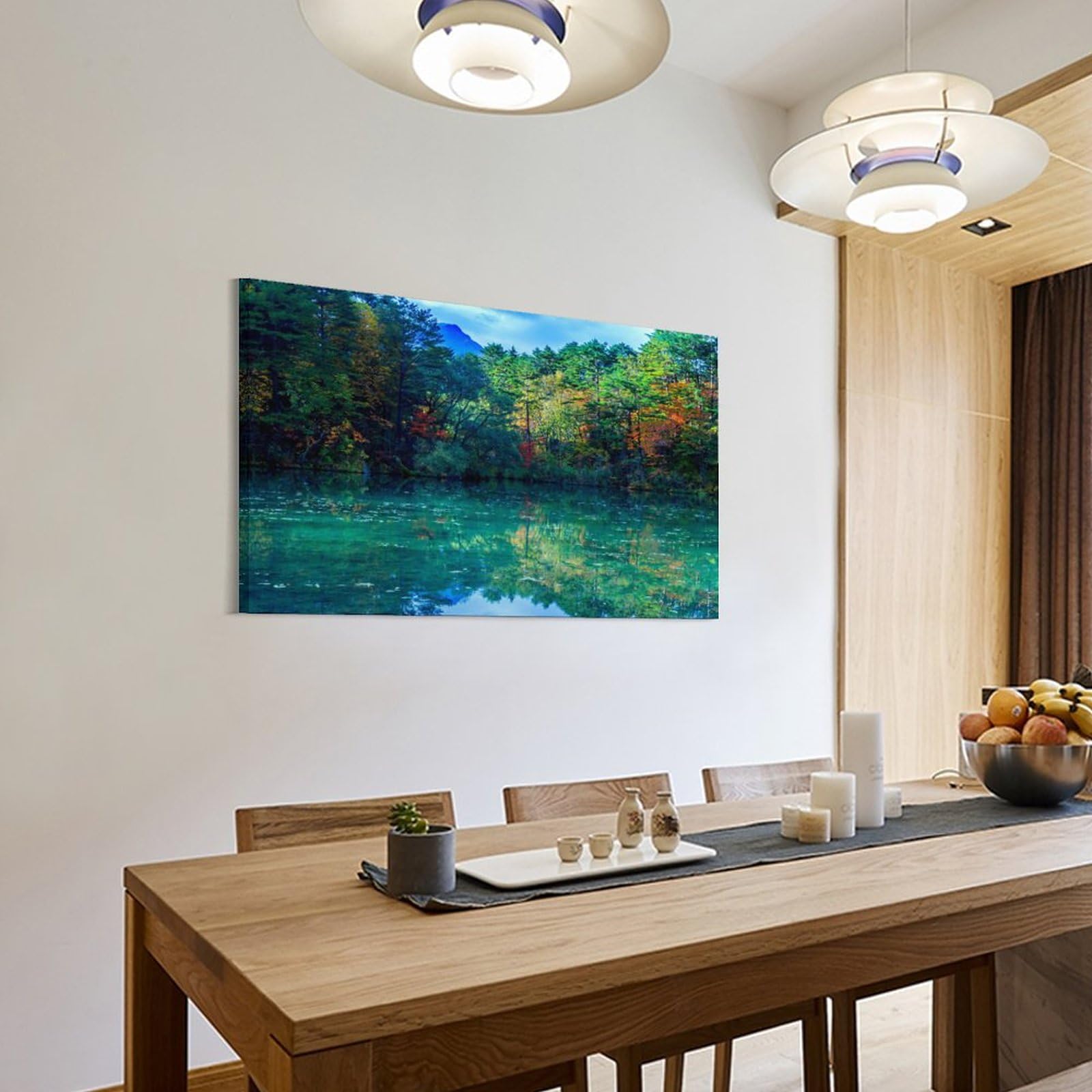 Amazon.co.jp: 絵画 福島県 毘沙門沼五色沼湖沼群の秋インテリア 絵画