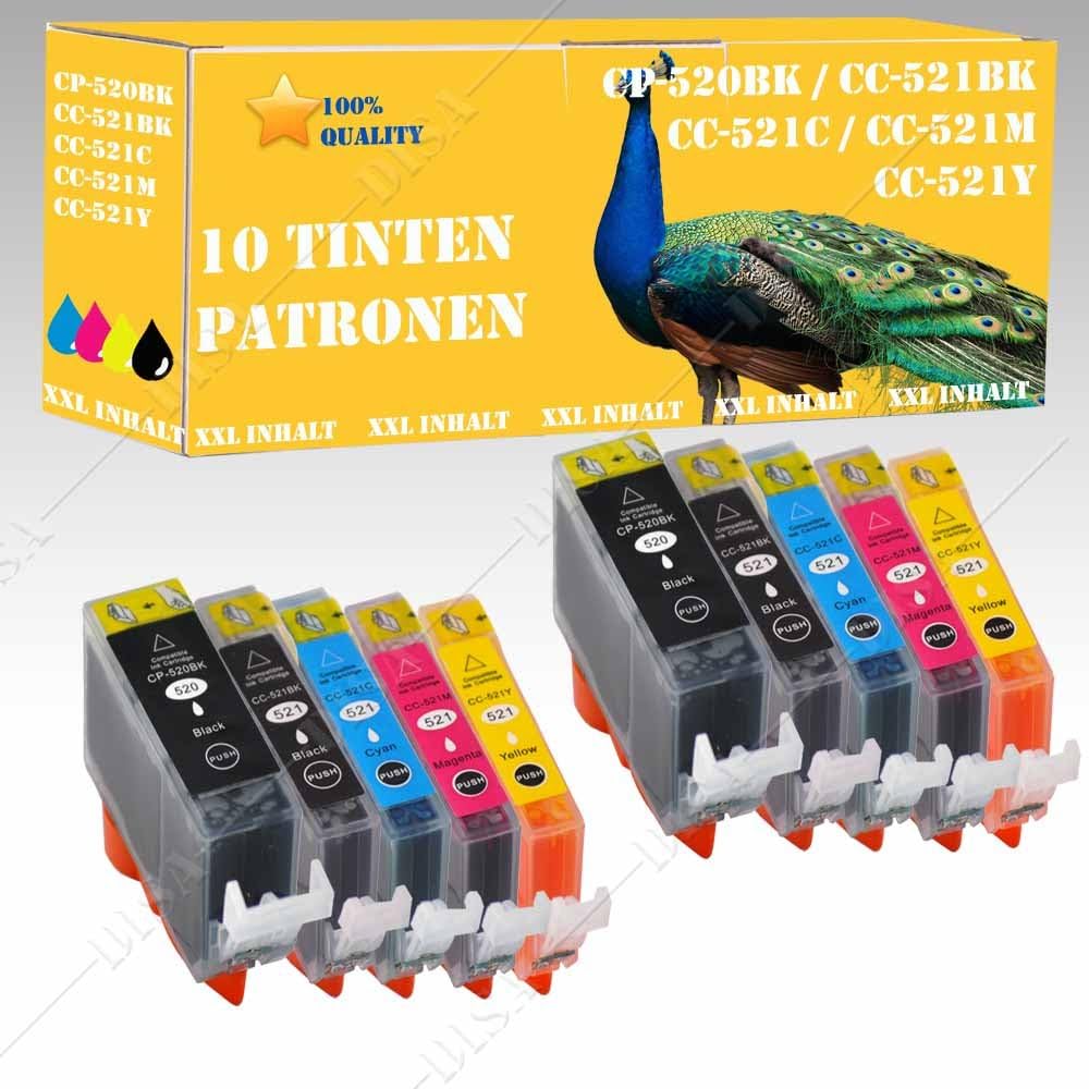 10 x Ink Cartridges for Canon Pixma MP 550/MP 560/MP 620 PGI 520/CLI 521