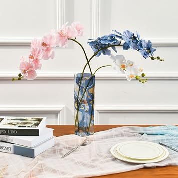 Marble Blue Gold White Plastic Vase, Creative Plastic Vase Flower Arrangement Bottle for Home Office Wedding Decor