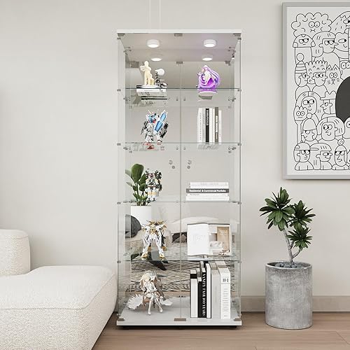 Miniatura 32 de Beauty4U - Vitrina de exhibición de una puerta con vidrio, gabinetes curio negros para sala de estar, dormitorio, oficina, exhibición de colección,